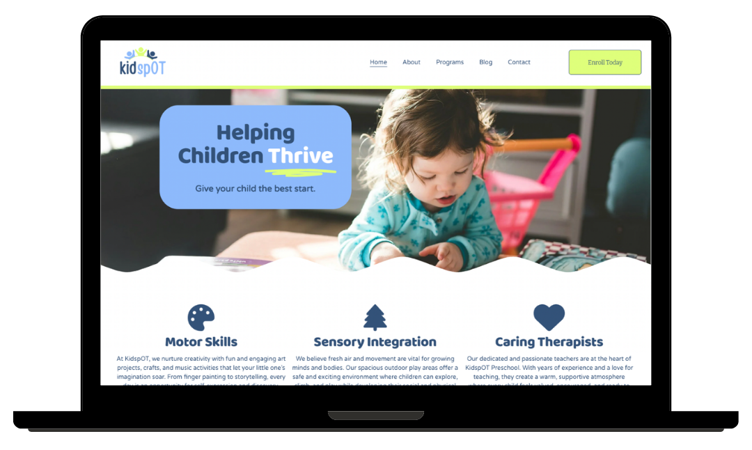 Kids spOT Squarespace Website Template for Occupational Therapists