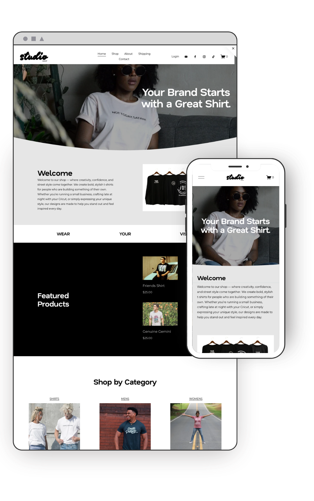 Studio Shop — Squarespace Website Template for T-Shirt Brands & Creative Businesses