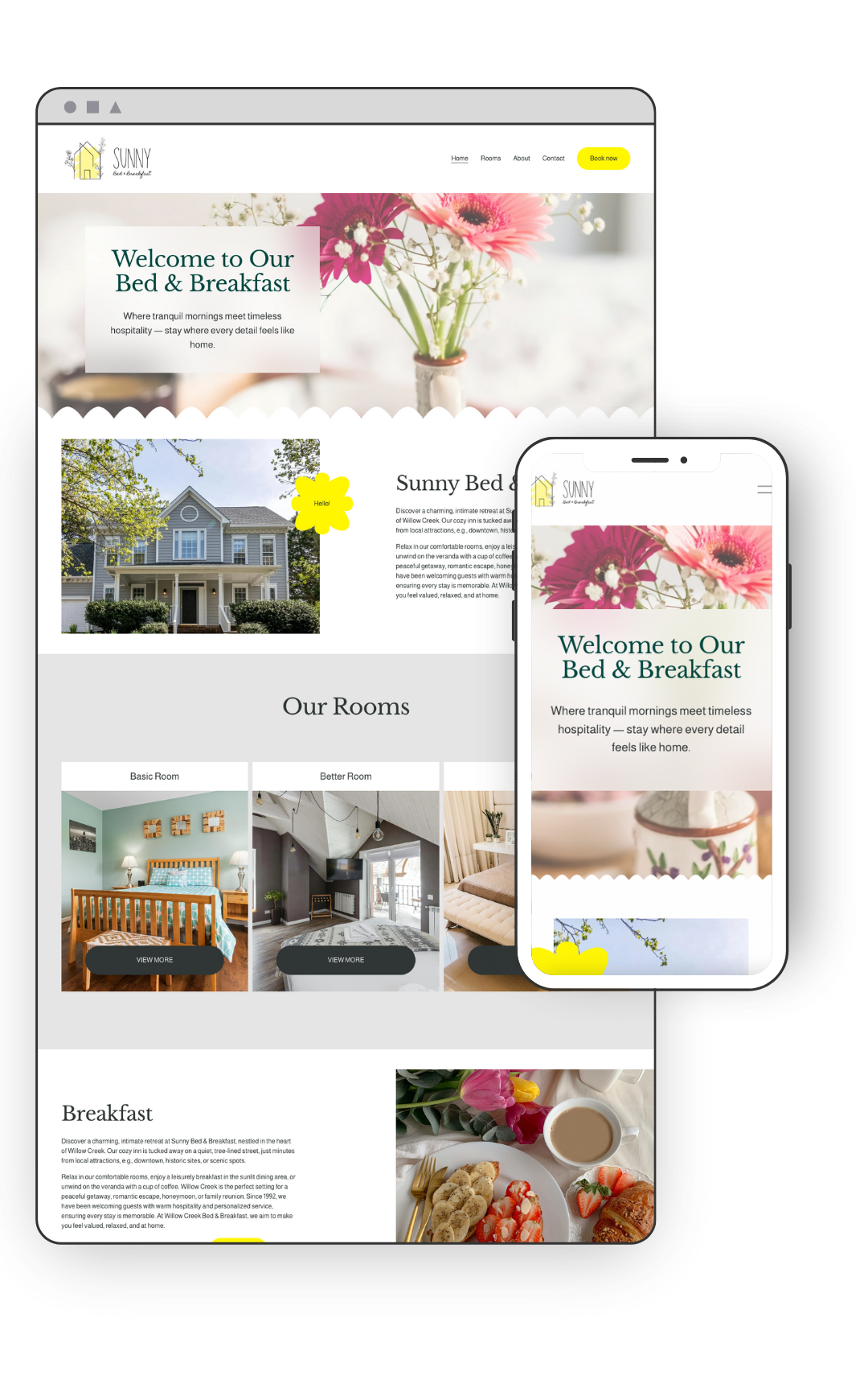 Sunny B&B – Squarespace Website Template for Bed & Breakfasts